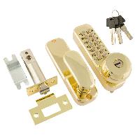 Кодовый замок Нора-М, серия 370 c фикс. и цилиндром (золото)